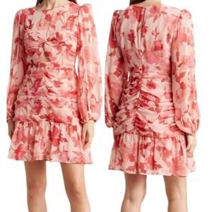 Astr the Label dress floral long sleeve pink X-Large XL
